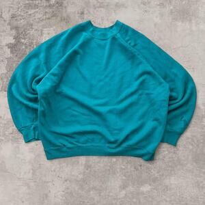 Tultex Forest Green Crewneck 1980 XL Vintage Blank Boxy Sweatshirt Sweato Cotton